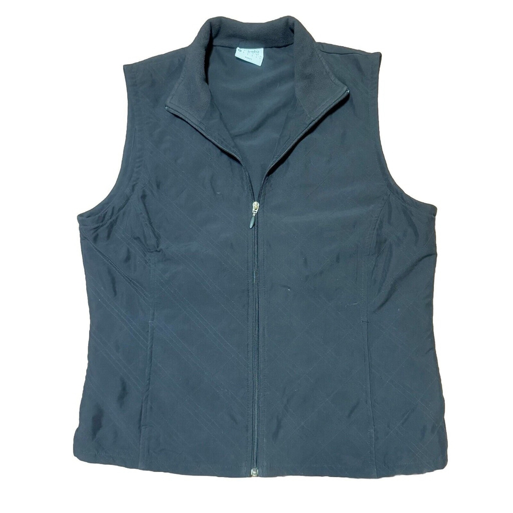 Columbia Black Quilted Vest Women Size:M Collated Zip Up